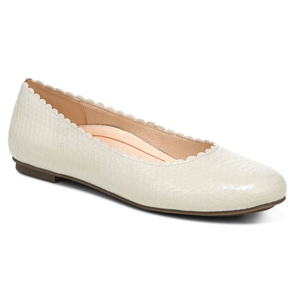 Vionic Julietta Ballet Flats Snake Embossed Cream 8 NEW - Picture 1 of 10